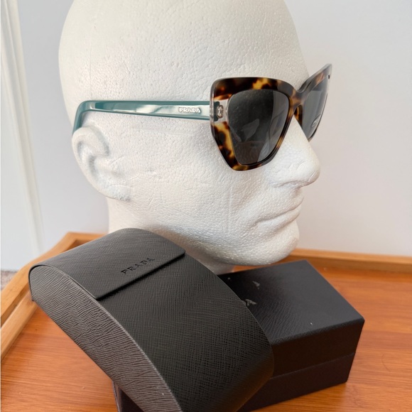 Prada Catwalk Sunglasses PR 08VS 4726Q0 Havana Turquoise Cheetah 55mm Luxury‎ main image 4